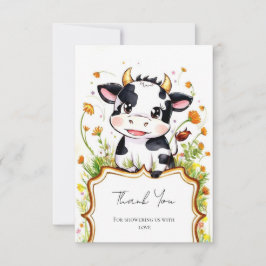 Boho Little Colorful Cow Baby Shower Tack Kort
