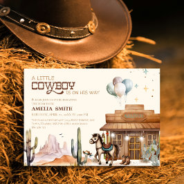 Boho Little Cowboy Western Baby Shower Desert Inbjudningar