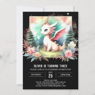 Boho Little Dragon Birthday Inbjudningar