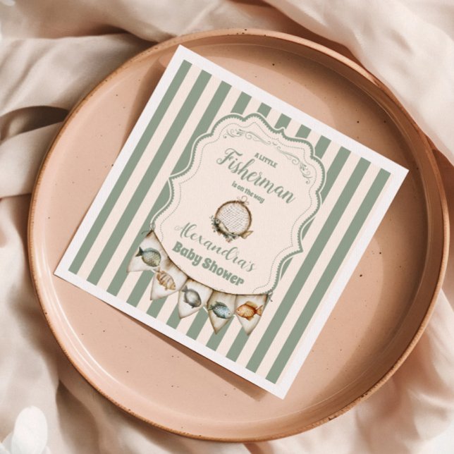 Boho Little Fisherman Fisherman Baby Shower Pappersservett (Skapare uppladdad)