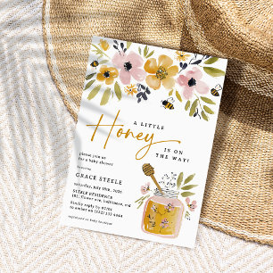 Boho Little Honey Bee Babyfirande Inbjudningar