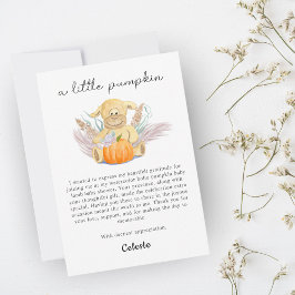 Boho Little Lamb Pumpkin Watercolor Bebis Shower Tack Kort