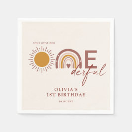 Boho Little Miss Oenderful 1st Birthday Pappersservett