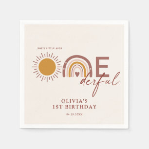 Boho Little Miss Oenderful 1st Birthday Pappersservett