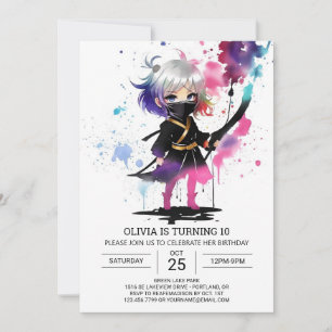Boho Little Ninja Girl Birthday Inbjudningar