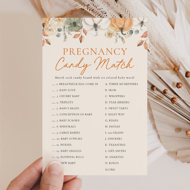 Boho Little Pumpkin Baby Shower Candy Match Game (Skapare uppladdad)