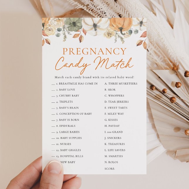 Boho Little Pumpkin Baby Shower Candy Match Game (Skapare uppladdad)