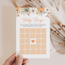 Boho Little Pumpkin Blommigt Baby Shower Bingo Gam