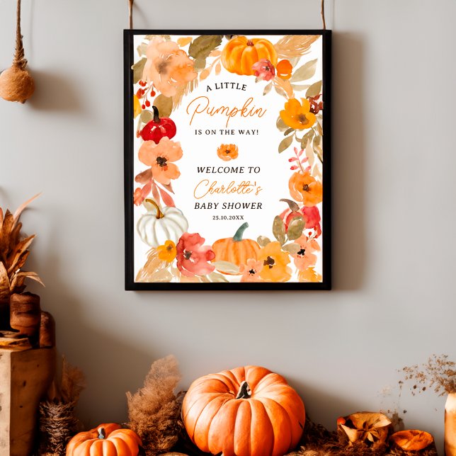 Boho Little pumpkin fall babydusch Välkommen Poster (Boho Little pumpkin fall baby shower Welcome Poster)