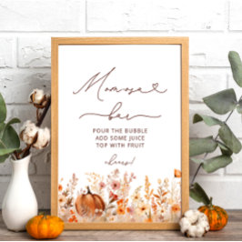 Boho Little Pumpkin Fall Wildblommor Momosa Pub Poster