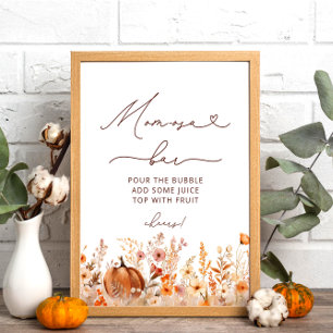 Boho Little Pumpkin Fall Wildblommor Momosa Pub Poster