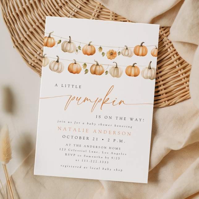 Boho Little Pumpkin Klädstreck Fall Bebis Shower Inbjudningar (Skapare uppladdad)