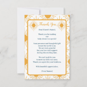 Boho Little Ray of Sol Baby Shower Tack Kort
