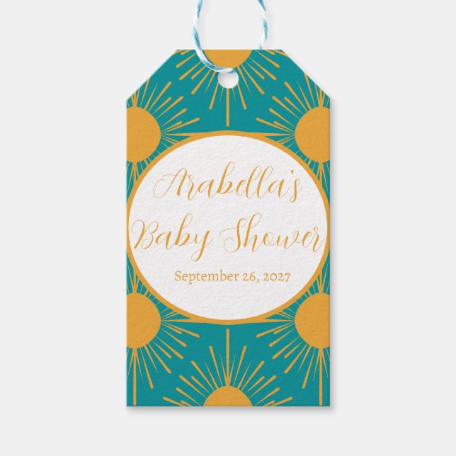 Boho Little Ray of Sol Turcos Baby Shower Presentetikett (Framsidan)