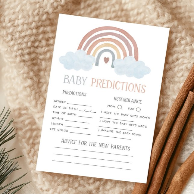 Boho Little Ray of Sunshine Baby Förutsägelselek (Boho Rainbow Baby Shower Baby Predictions Game)
