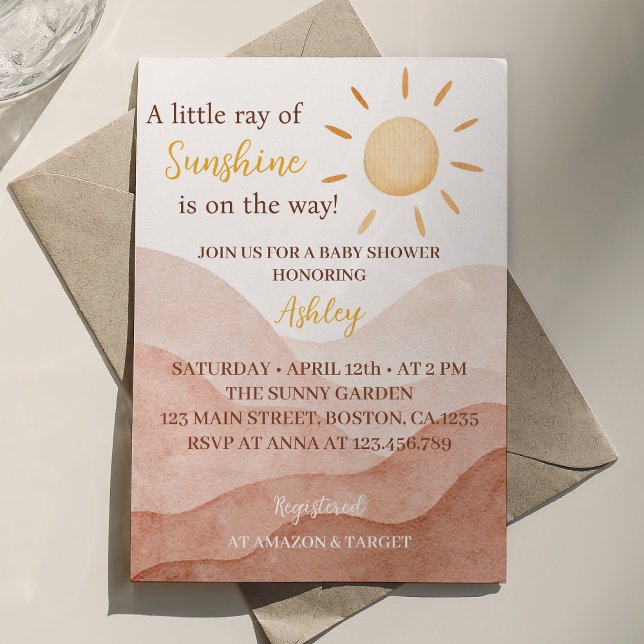 Boho Little Ray of Sunshine Baby Shower-inbjudan Inbjudningar (Skapare uppladdad)