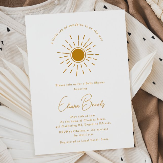 Boho Little Ray of Sunshine Baby Shower Inbjudningar (Skapare uppladdad)