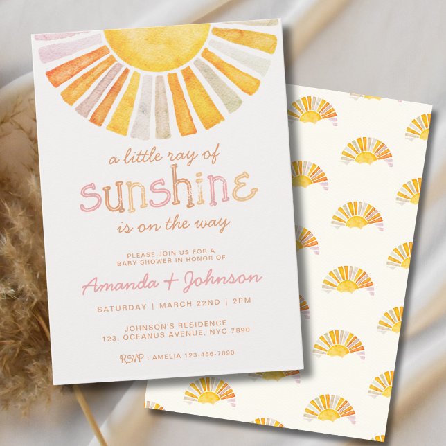 Boho Little Ray of Sunshine Barnrumsfirande Inbjudningar (Skapare uppladdad)