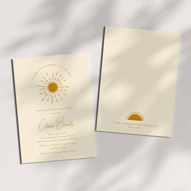 Boho Little Ray of Sunshine | Beige Baby Shower Inbjudningar (Skapare uppladdad)