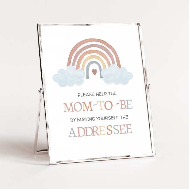 Boho Little Ray of Sunshine Kuvert Station skylt (Rainbow Baby Shower Envelope Station Sign)