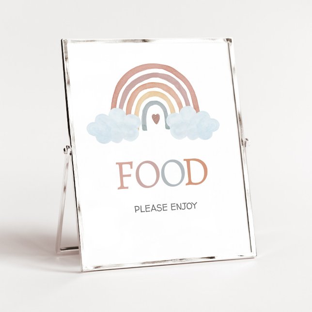 Boho Little Ray of Sunshine Matplats skylt (Rainbow Baby Shower Food Sign)