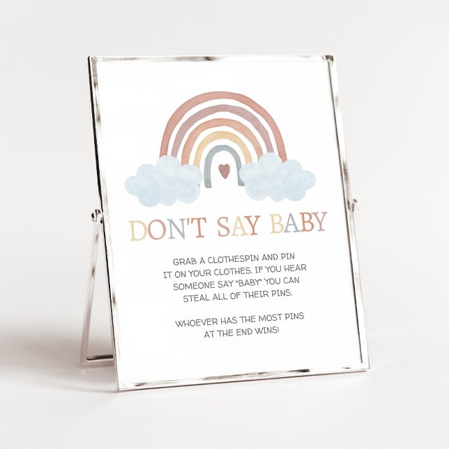 Boho Little Ray of Sunshine Säga inte Baby Skylt (Rainbow Baby Shower Don't Say Baby Sign)