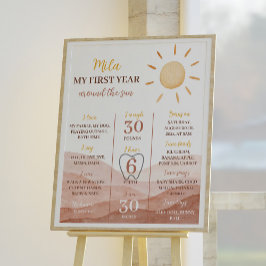 Boho Little Sunshine 1:a Birthday Milestone Poster