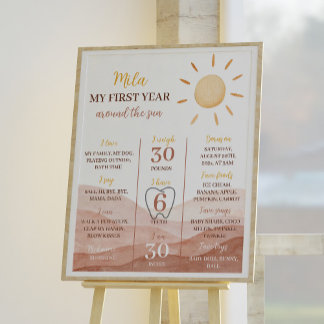 Boho Little Sunshine 1:a Birthday Milestone Poster