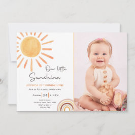 Boho LIttle Sunshine 1st Birthday Inbjudan Sol