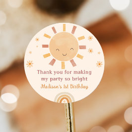 Boho Little Sunshine Birthday Sticker Runt Klistermärke
