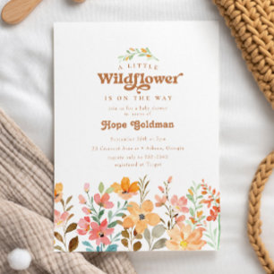 Boho "Little Wildblome" Terracotta Baby Shower Inbjudningar