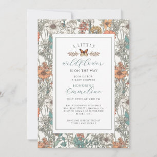 Boho Little WildblomGirl Baby Shower-inbjudan Inbjudningar