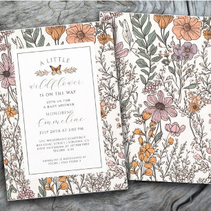 Boho Little WildblomGirl Baby Shower-inbjudan Inbjudningar