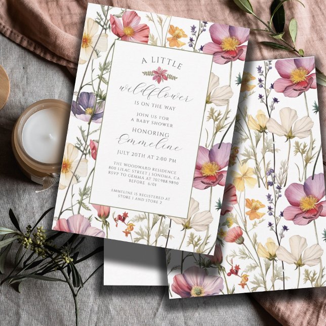 Boho Little WildblomGirl Baby Shower-inbjudan Inbjudningar (Skapare uppladdad)