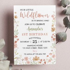Boho Little Wildblomma 1:a födelsedagsinbjudan Inbjudningar