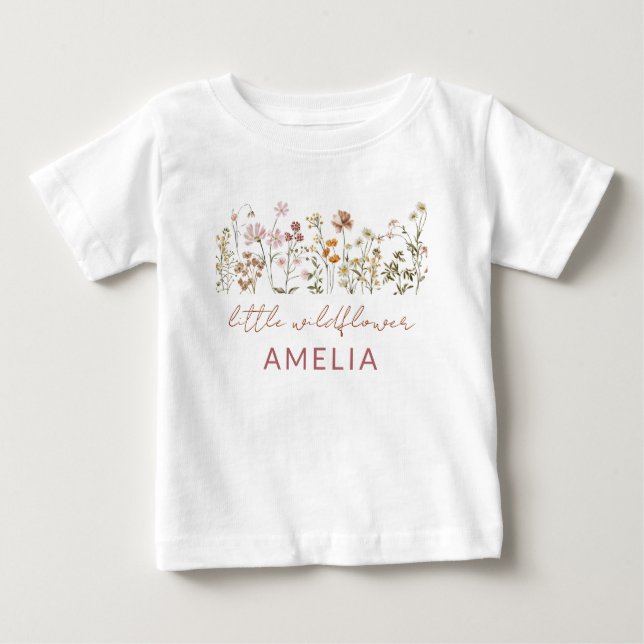 Boho Little Wildblomma 1st Birthday Baby T Shirt (Framsida)