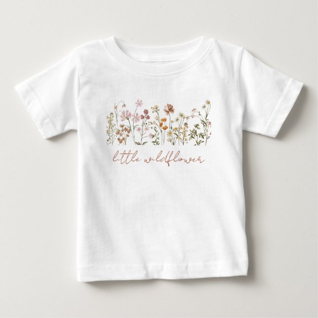 Boho Little Wildblomma 1st Birthday Baby T Shirt (Framsida)