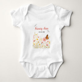 Boho Little Wildblomma Anpassningsbar Baby Namn T Shirt
