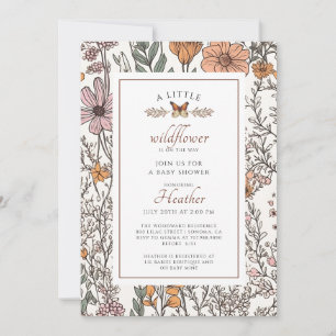Boho Little Wildblomma på Way Girl Baby Shower Inbjudningar