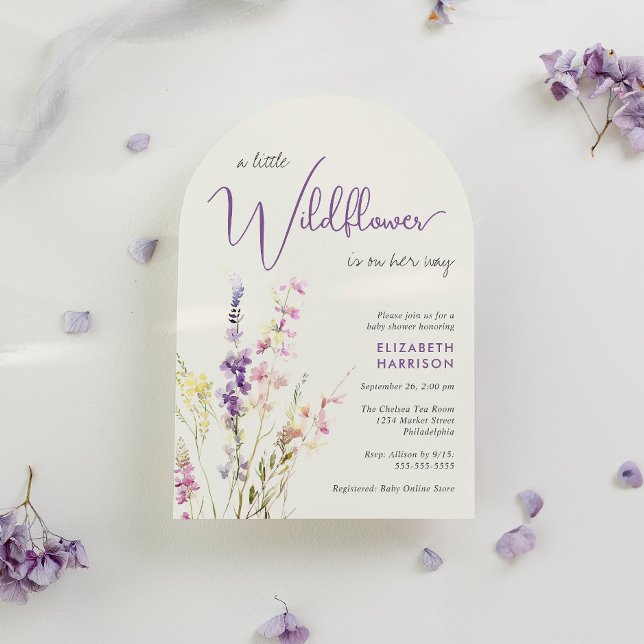 Boho Little Wildblommor Watercolor Arch Baby Showe Inbjudningar (Skapare uppladdad)