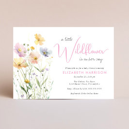 Boho Little Wildblommor Watercolor Flicka Shower Inbjudningar