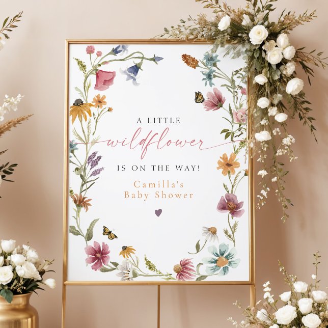 Boho Little Wildflower Baby Shower Välkomstskylt Poster (Skapare uppladdad)