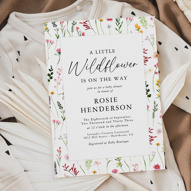 Boho Little Wildflower Barnrumsfest Inbjudningar (Skapare uppladdad)