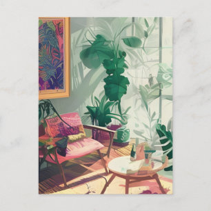 Boho Living Room, fabriksfyllt Vykort