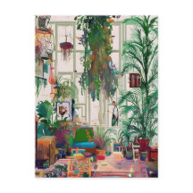 Boho Living Room Fullt of Plants