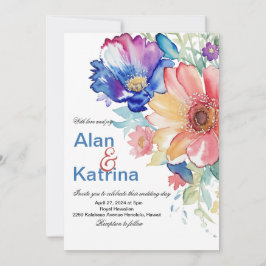 Boho livliga blommor inbjudan