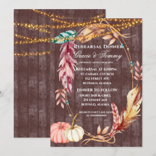 Boho Ljus Pumpkin Rehearsal Dinner Inbjudan