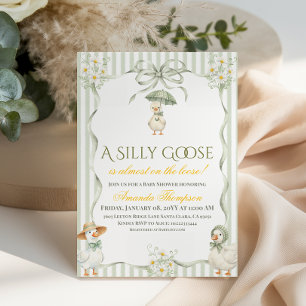 Boho Ljust Grön Neutral Knäpp Goose Bebis-fest Inbjudningar