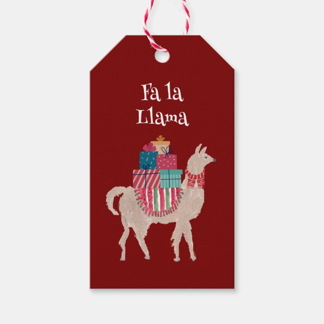 Boho Llama Alpaca Capybara Hand-Illustrated Julaft Presentetikett (Framsidan)