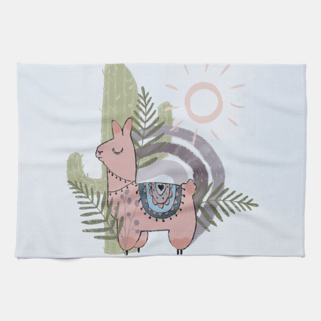 Boho Llama Kökshandduk (Horisontell)